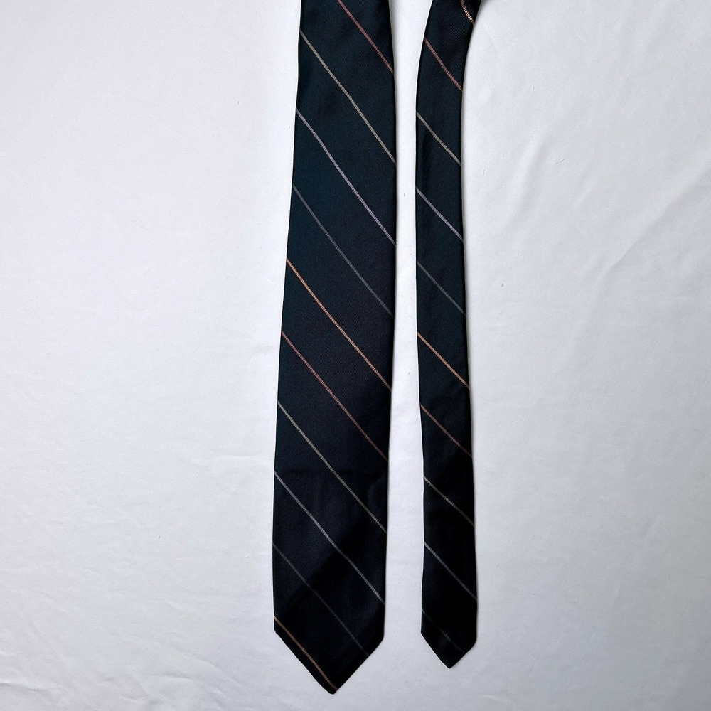 Robert Talbott Mens Striped Hand Sewn Silk Necktie 58in Black Formal Office